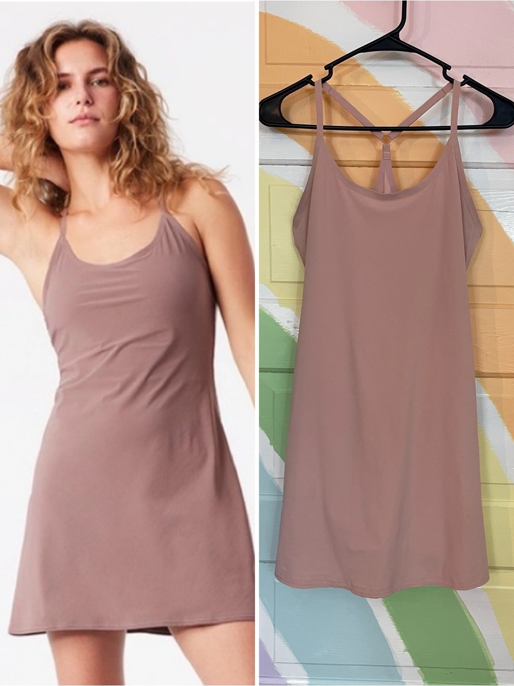 Outdoor Voices The Exercise Dress Dusty Taupe Pink Built In Shorts Sz S 🧡🎀